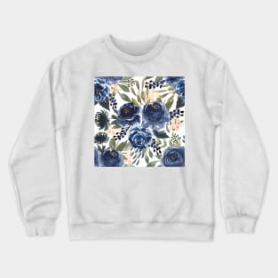 Blue Roses Pattern Crewneck Sweatshirt